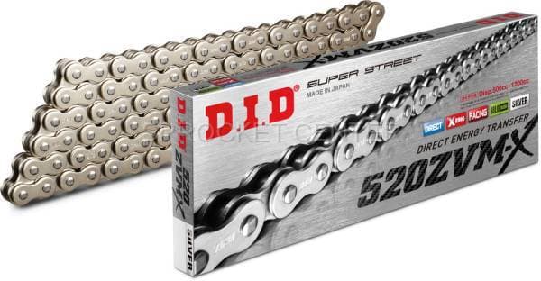 DID Chain 520 ZVMX Super-Street X'ring Chain - SILVER (choose length)