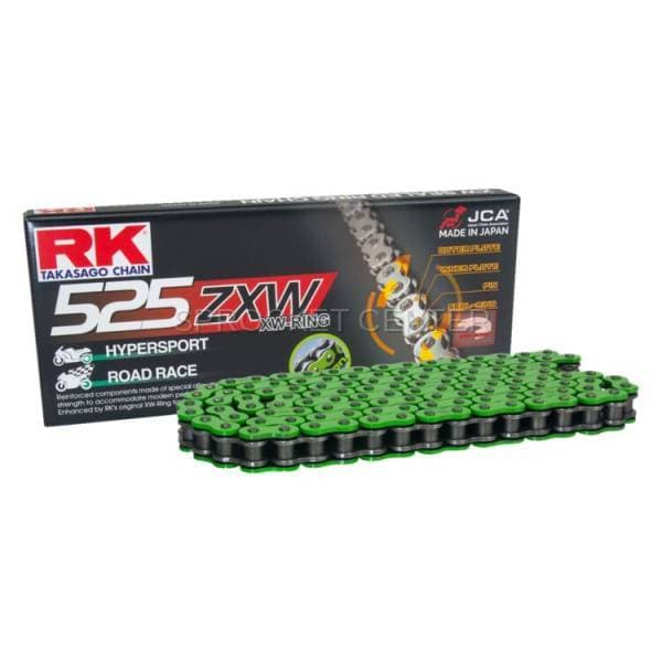 RK Chain - 525 ZXW Heavy Duty X'ring Chain - GREEN (choose length)
