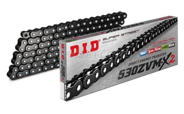 DID Chain 530 ZVM-X2 Super-Street X'ring Chain - BLACK (choose length)