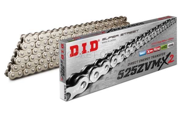DID Chain 525 ZVM-X2 Super-Street X'ring Chain - SILVER (choose length)