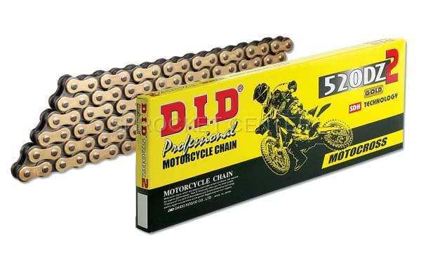 DID Chain 520 DZ-2 Non-Sealed Off-Road Chain - GOLD (choose length)