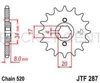 JT Sprockets (#JTF287) 520 Pitch Chromoly-Steel Front Sprocket - HONDA