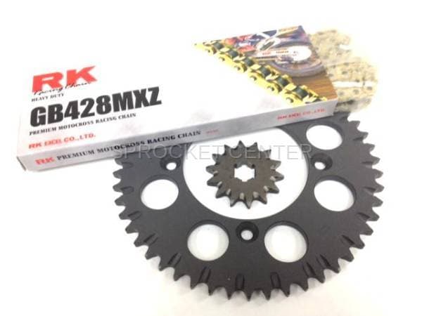428 Conversion Kit - JT Brand Steel Sprocket Set with 428 Chain - KAWASAKI KX 100 ('89-21)