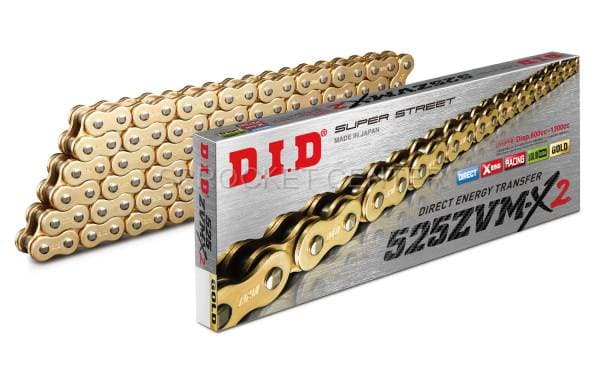 DID Chain 525 ZVM-X2 Super-Street X'ring Chain - GOLD (choose length)
