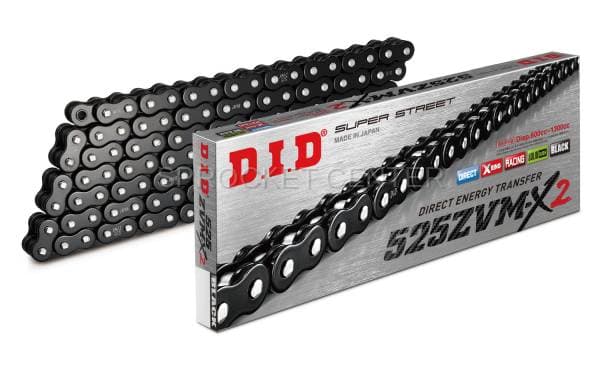 DID Chain 525 ZVM-X2 Super-Street X'ring Chain - GLOSS BLACK (choose length)