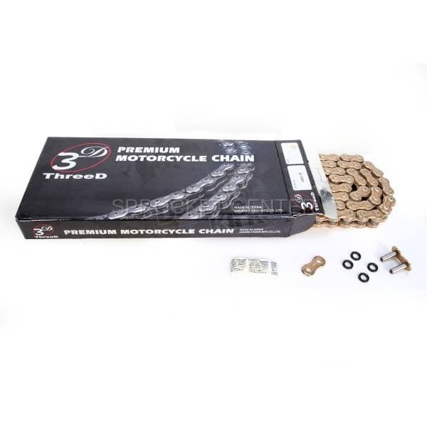 ThreeD Chain 520 Z series X'Ring Chain - GOLD, CHROME or BLACK (choose color / choose length)